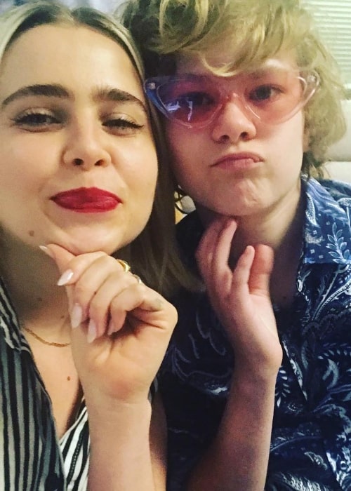 Mae Whitman in a selfie with her on-screen son Izzy Stannard in August 2018