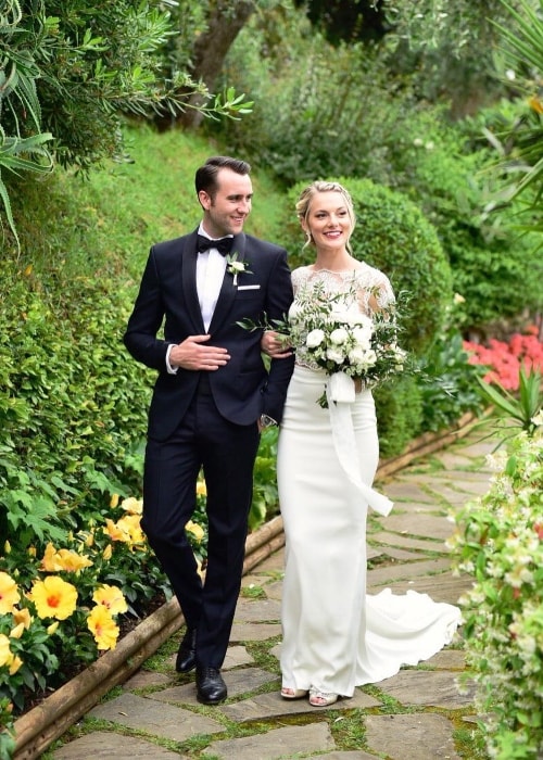 Matthew Lewis with Angela Jones on their wedding day