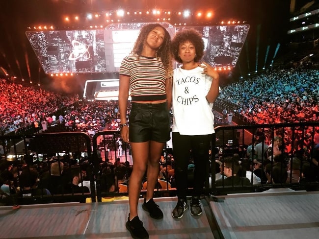 Naomi Osaka (Left) with younger sister Mari Osaka at Barclays Center in July 2018