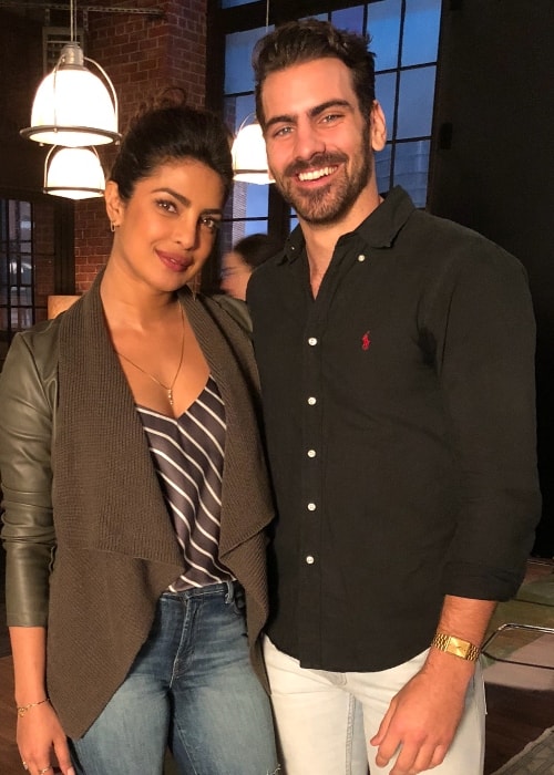 Nyle DiMarco with Priyanka Chopra in New York City, New York in January 2018