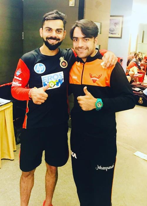 Rashid Khan with Virat Kohli as seen in May 2018