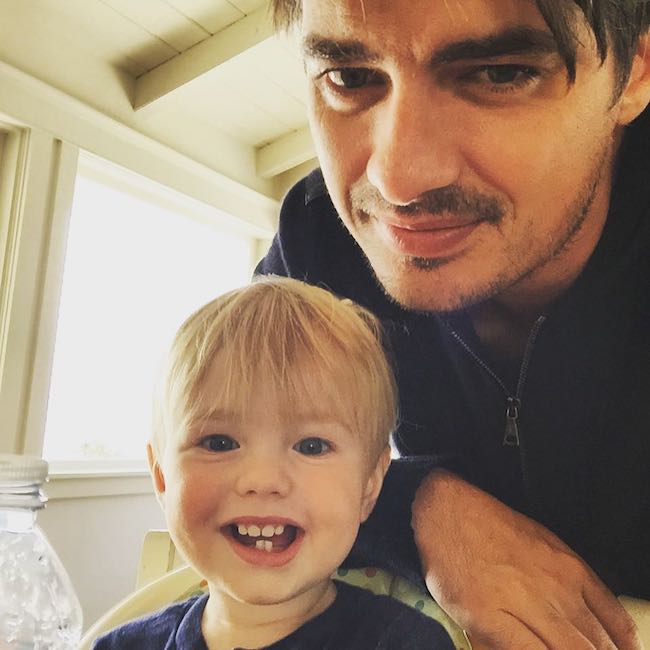 Sam Farrar with his son in August 2015