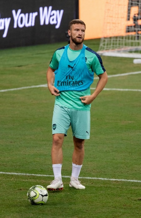 Shkodran Mustafi as seen during the Arsenal v PSG International Champions Cup 2018