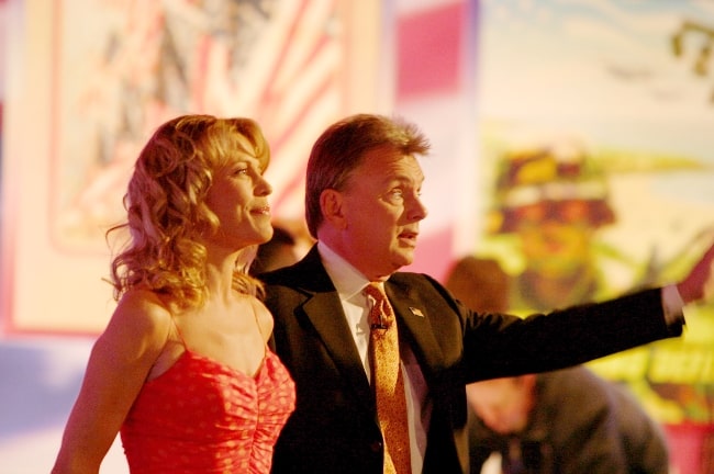 Vanna White with Pat Sajak at Sony Entertainment Studios in Los Angeles in February 2006