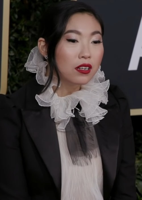 Awkwafina at the Golden Globes red carpet in January 2020