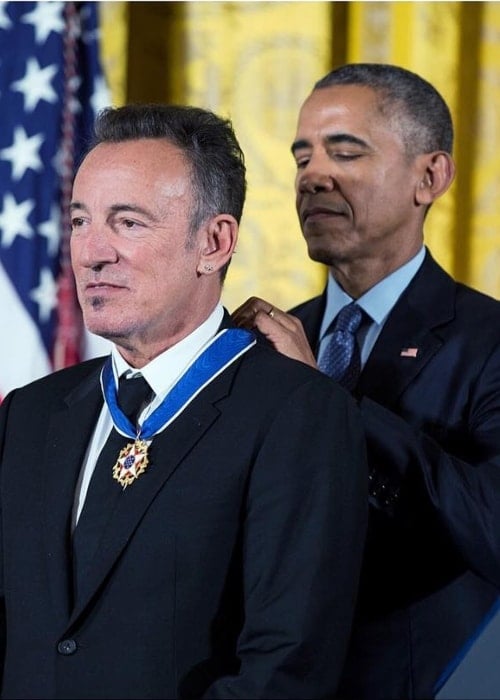 Bruce Springsteen being honored with the Presidential Medal of Freedom from President Barack Obama at the White House in November 2016
