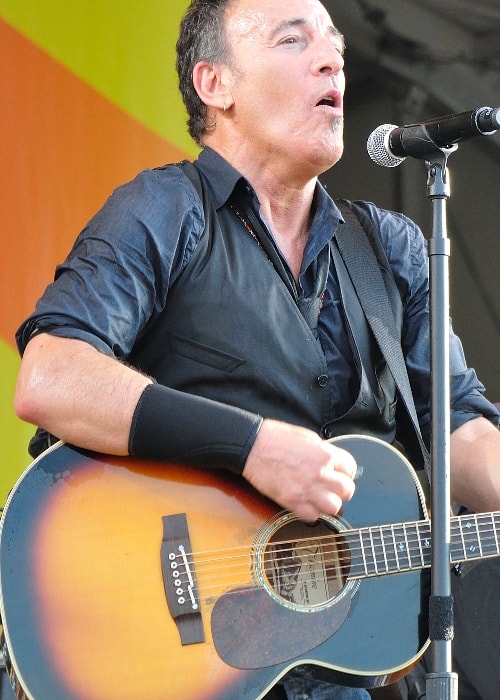 Bruce Springsteen captured while performing at the New Orleans Jazz & Heritage Festival 2012