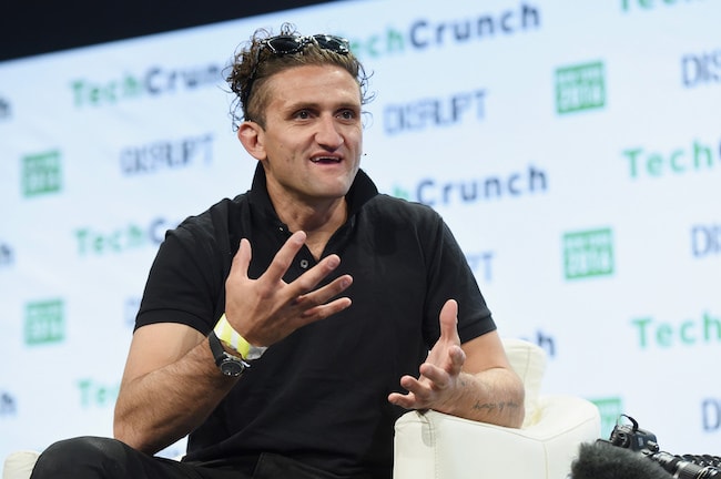 Casey Neistat talking onstage during TechCrunch Disrupt NY 2016