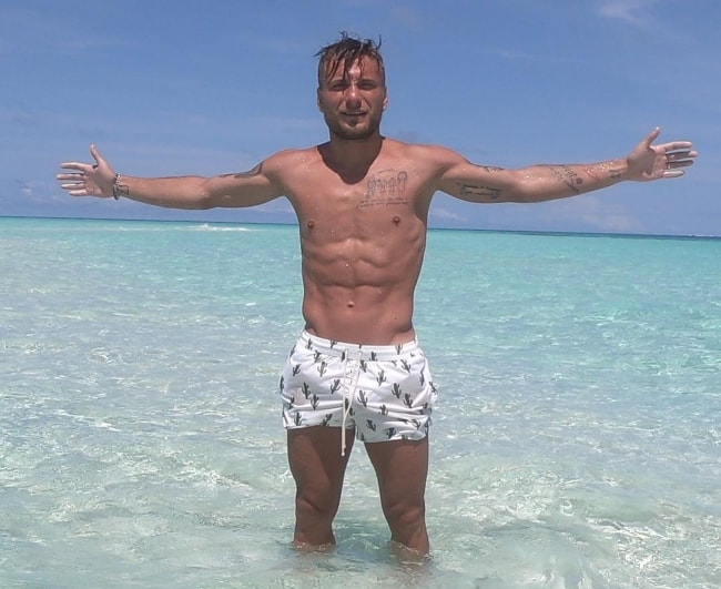 Ciro Immobile at Mahibadhoo, Maale, Maldives in June 2018