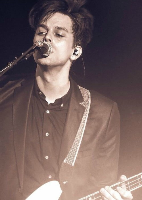 Dallon Weekes during a performance in January 2018