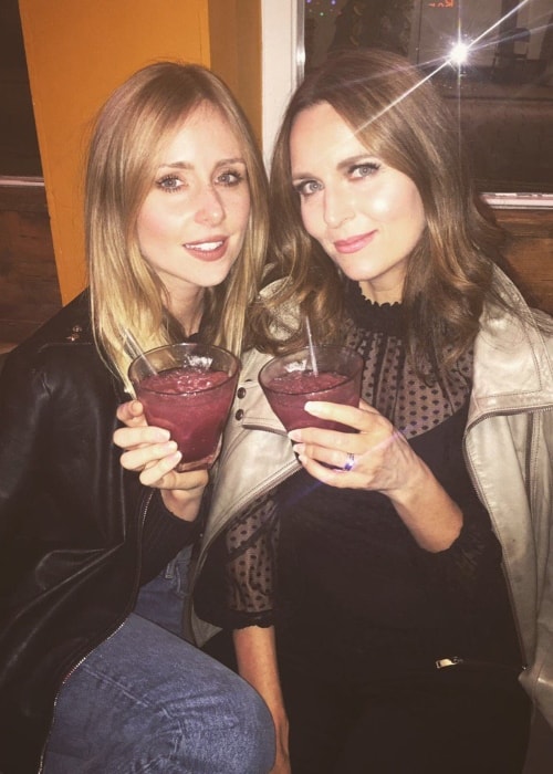Debra Stephenson (Right) winding up after the show with Diana Vickers in September 2017