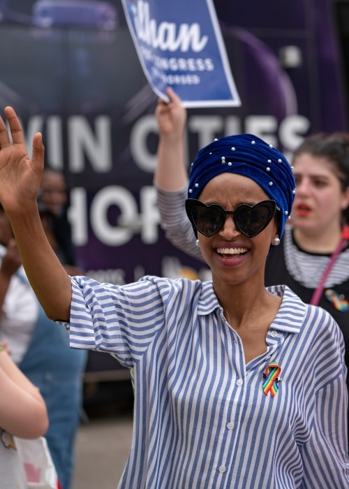 Ilhan Omar at a Pride Parade in June 2018