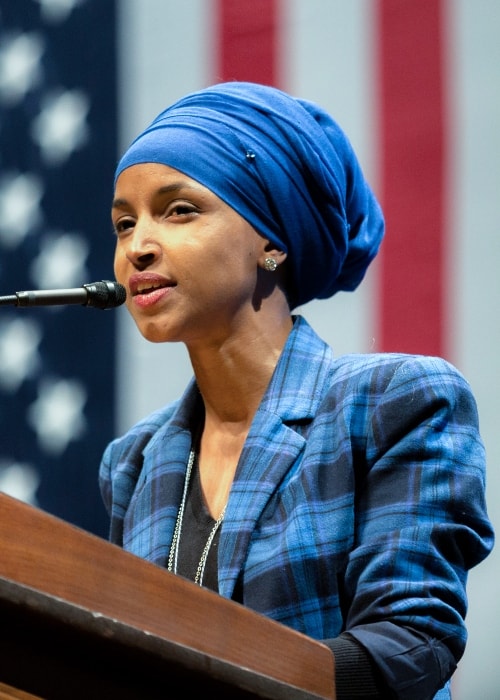 Ilhan Omar speaking at a Hillary for MN event at the University of Minnesota in October 2016