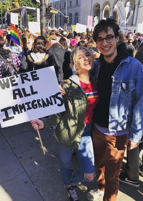 Joey Bragg at a Women's March with Audrey Whitby in January 2018