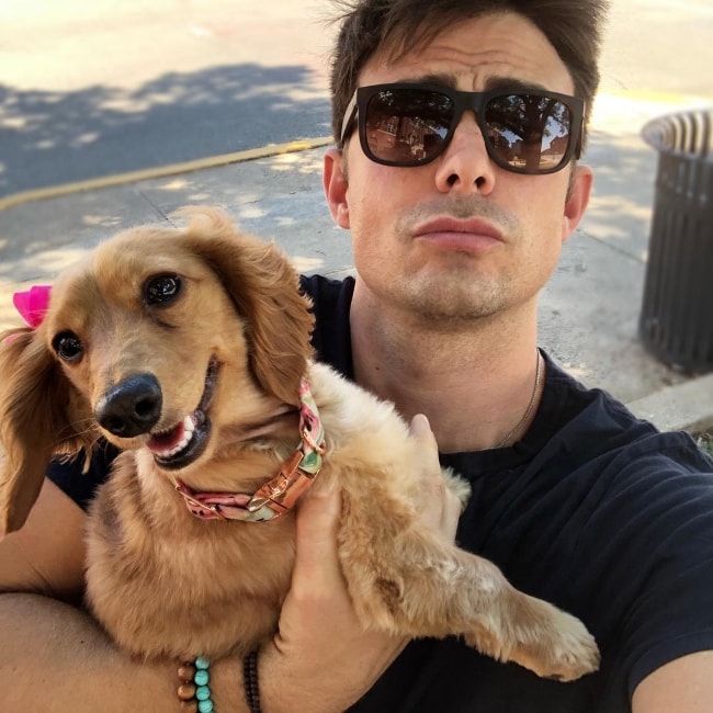 Jonathan Bennett taking a selfie on National Dog Day in Oklahoma in August 2018