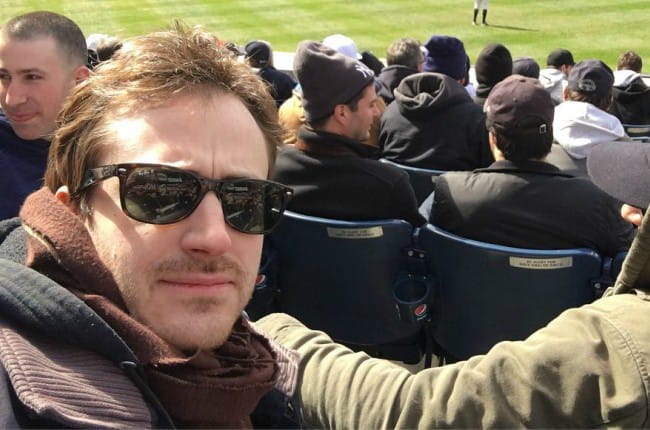 Joseph Mazzello at the Yankee Stadium in April 2018