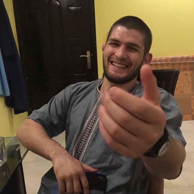 Khabib Nurmagomedov in a candid picture in October 2018