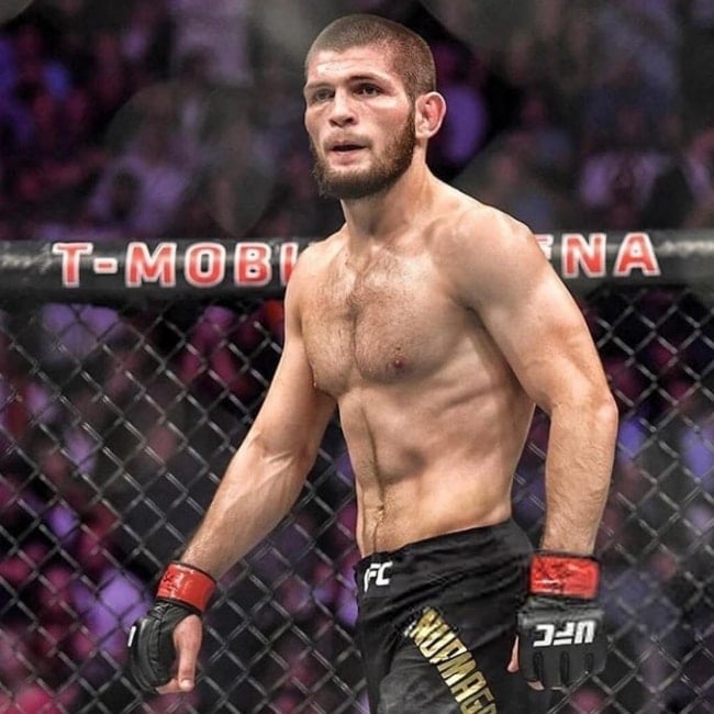 Khabib Nurmagomedov pictured during one of his fights in October 2018