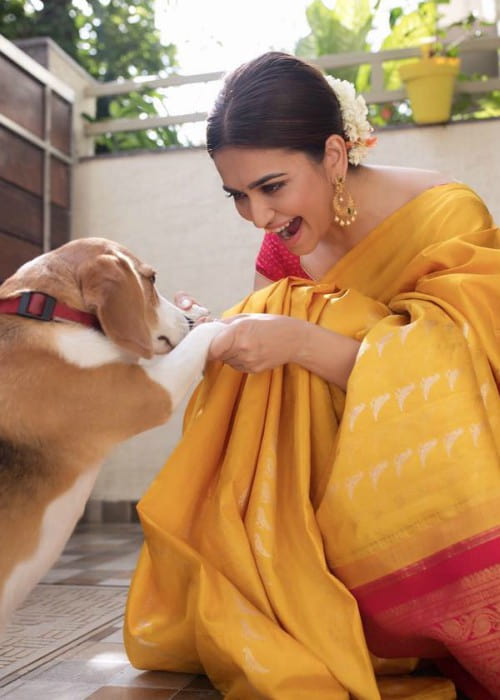 Kriti Kharbanda with her dog as seen in June 2018