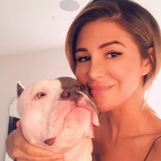 Lauren Pisciotta in a selfie with her dog as seen in April 2018