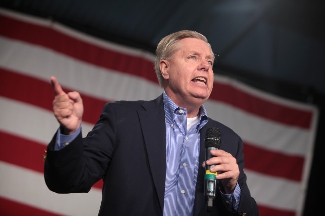 Lindsey Graham interacting with the attendees in October 2015