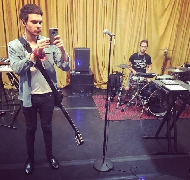 Matthew Koma (Left) in a selfie with Big Fat Snare Drum in June 2018