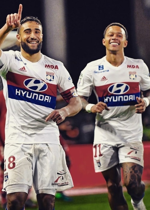 Nabil Fekir (Left) with Memphis Depay in April 2018