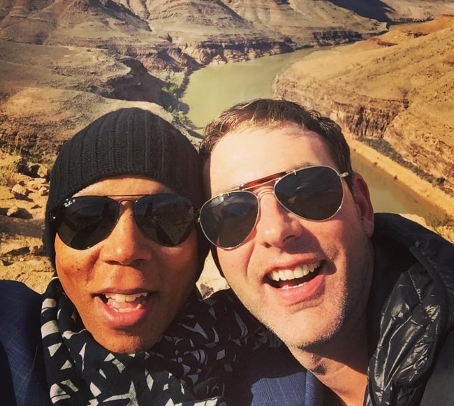 RuPaul (Left) in a selfie with Georges LeBar at Grand Canyon in 2016