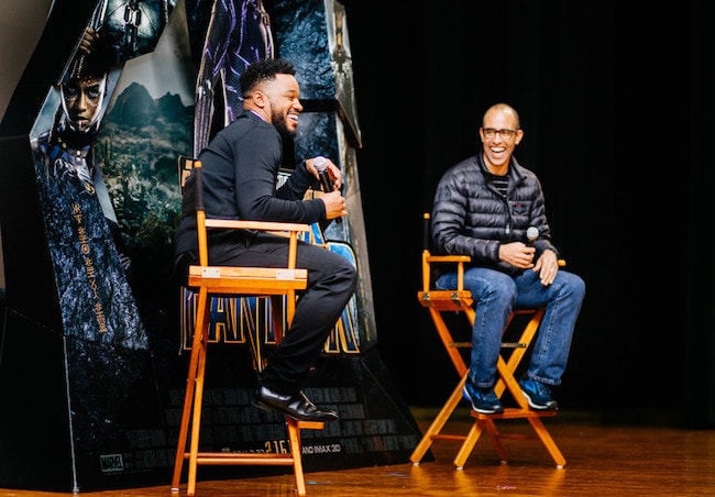 Ryan Coogler (Left) and executive producer Nate Moore talking to audience during Q&A session in February 2018