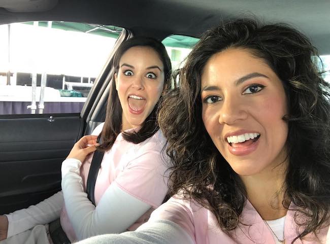 Stephanie Beatriz with Melissa Fumero in a car selfie in May 2018