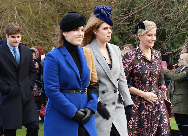 The Royal Family on Christmas Day 2017 (Princess Eugenie in blue coat)