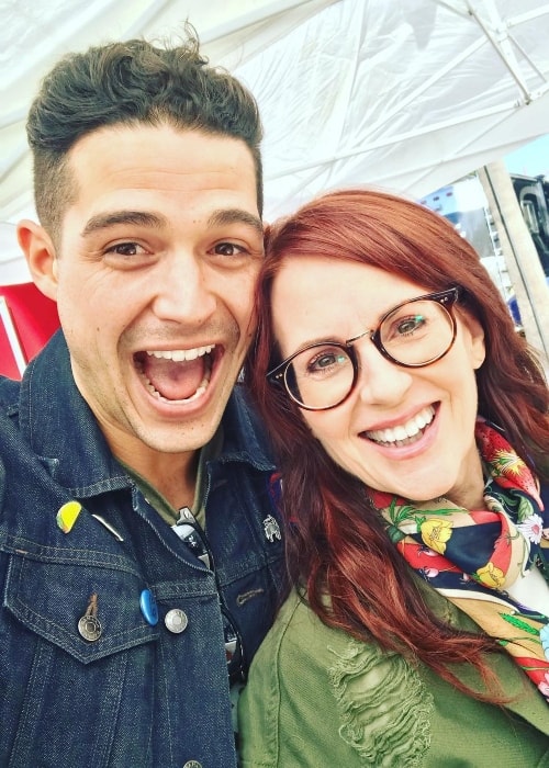 Wells Adams in a selfie with Megan Mullally