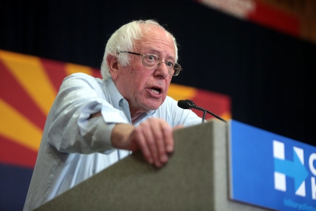 Bernie Sanders speaking at a campaign rally for former Secretary of State Hillary Clinton at Central High School in Phoenix, Arizona in November 2016