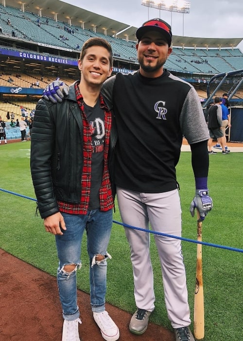 Brandon Larracuente (Left) with Noel Cuevas at Dodger Stadium in May 2018