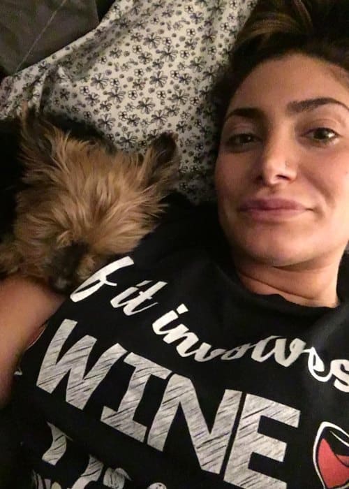 Deena Nicole Cortese in a selfie with her dog as seen in March 2018