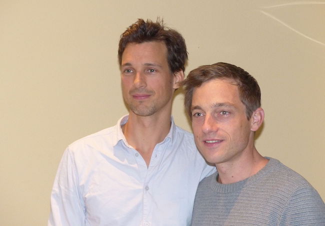 Florian David Fitz (Left) with Volker Bruch at back and away Cinema Tour Dortmund 2014