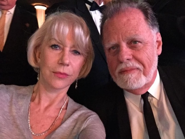 Helen Mirren in a selfie with Taylor Hackford in February 2017