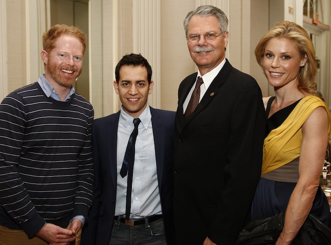 Jesse Tyler Ferguson, Jason Winer, Horace Newcomb, and Julie Bowen at 69th Annual Peabody Awards Luncheon in 2010