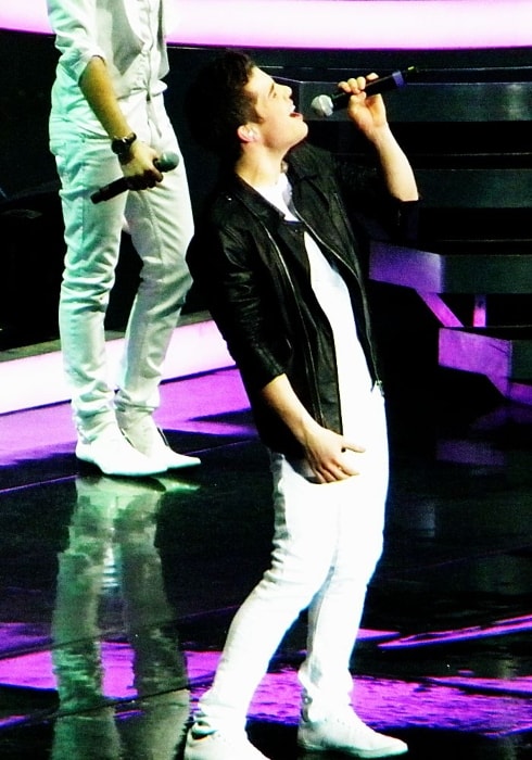 Joe McElderry performing live as part of the UK X Factor 2010 tour in March 2010