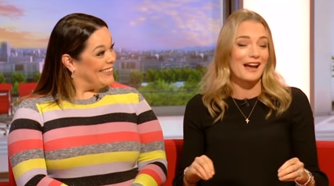 Kelly Harrison (Right) with Lisa Riley during an interview in 2018