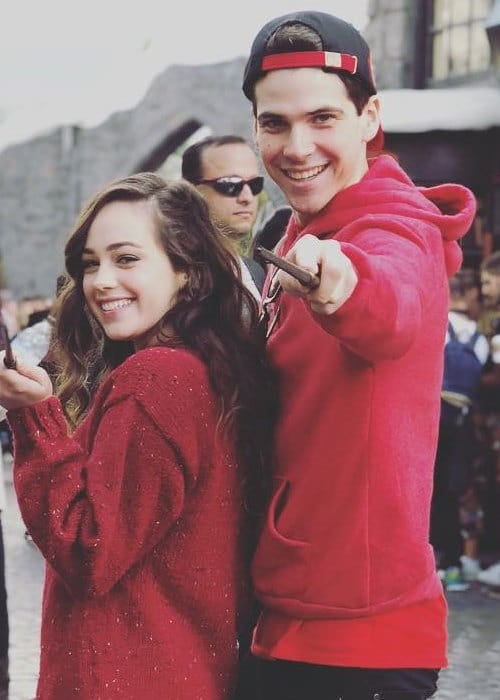 Mary Mouser and Brett Pierce as seen in February 2018