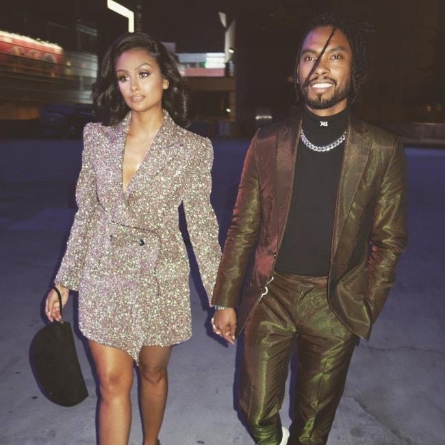 Miguel with Nazanin Mandi at the ALMA Awards 2018