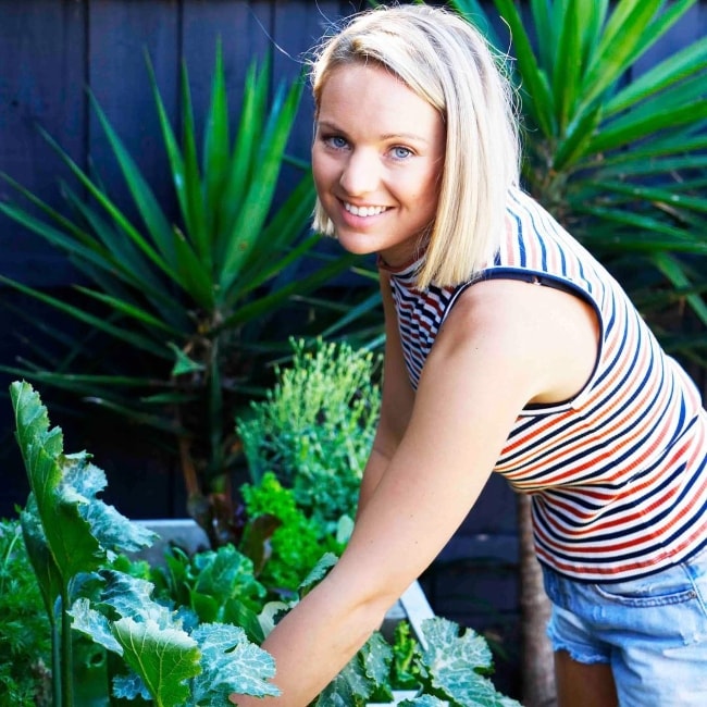 Steph Wearne at a vegetable garden