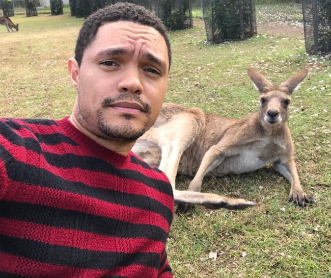 Trevor Noah in a selfie at Lone Pine Koala Sanctuary in August 2018