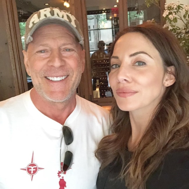 Whitney Cummings in a selfie with Bruce Willis in July 2018