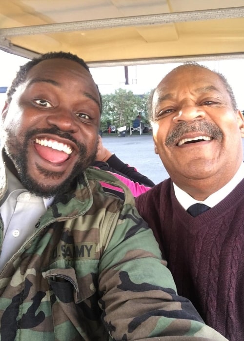 Brian Tyree Henry taking a selfie with Roger Robinson