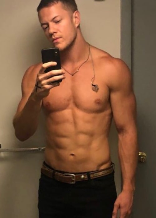 Dan Reynolds in a shirtless selfie in July 2018