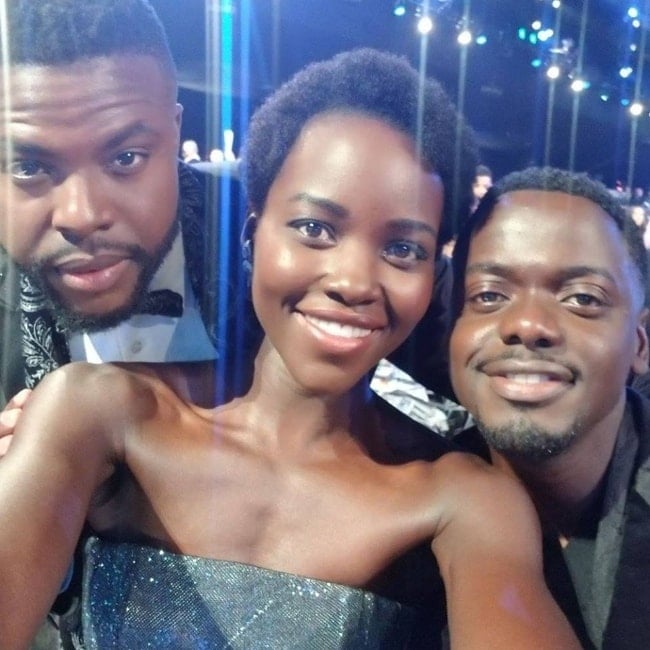 Daniel Kaluuya (Right) in a selfie with Lupita Nyong'o and Winston Duke