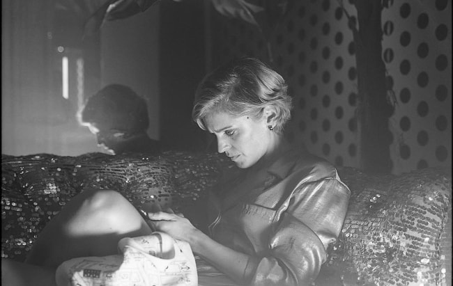 Denise Gough in a black-and-white picture