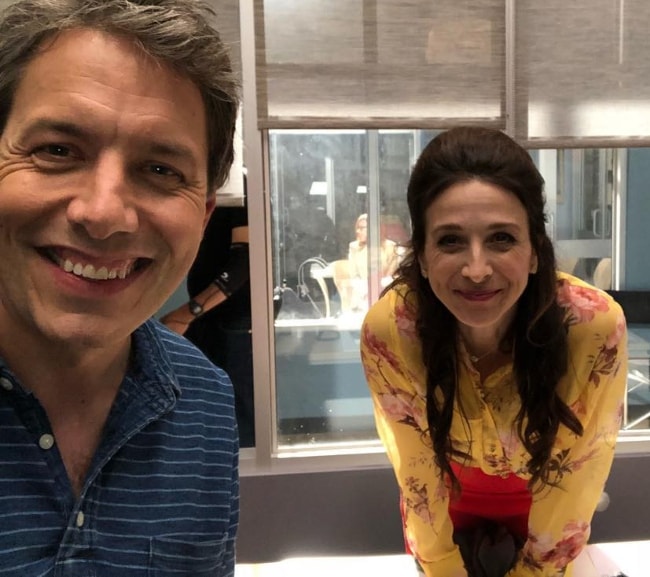 Marin Hinkle in a selfie with John Ross Bowie in August 2018